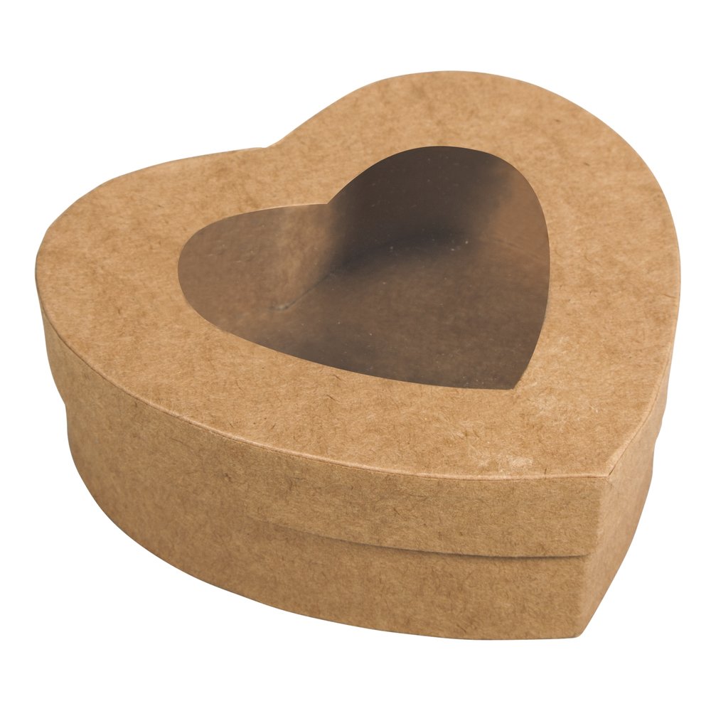 Rayher 67210000 Papier-Mâché Box Heart, FSC Recycled 100%, 12.2 x 11.2 x 4.3 cm