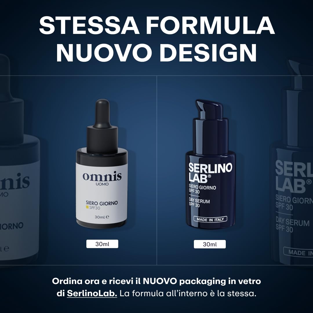 SERLINO LAB Siero Giorno Uomo 3-in-1 SPF30 Idratante Viso Dopo Barba Protezione Solare Anti-Invecchiamento