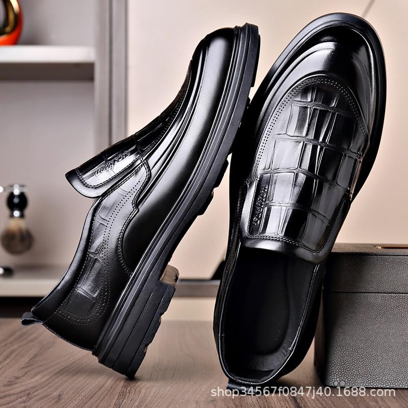 Men's Patent Leather Printing Slip On Platform Loafers Business Formal Wedding Party Shoes Gentlemen Shoes3