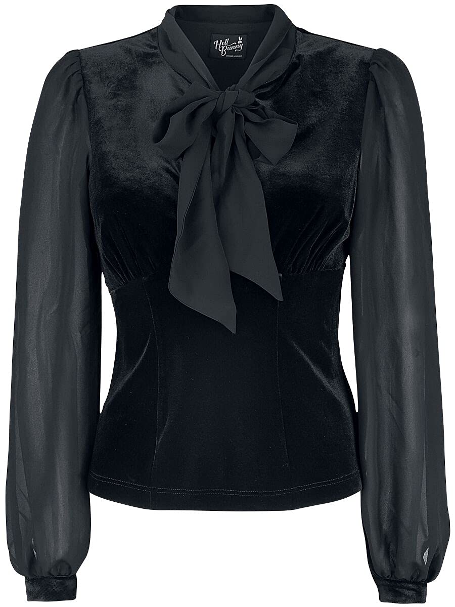 Hell Bunny Gabriella Top Women Blouse Black XL, 95% Polyester, 5% Elastane, Regular