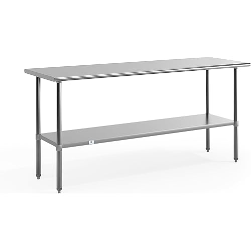 Flash Furniture Reader NSF Certified Stainless Steel Kitchen Prep and Work Table, Commercial Work Table with Undershelf Storage, Silver