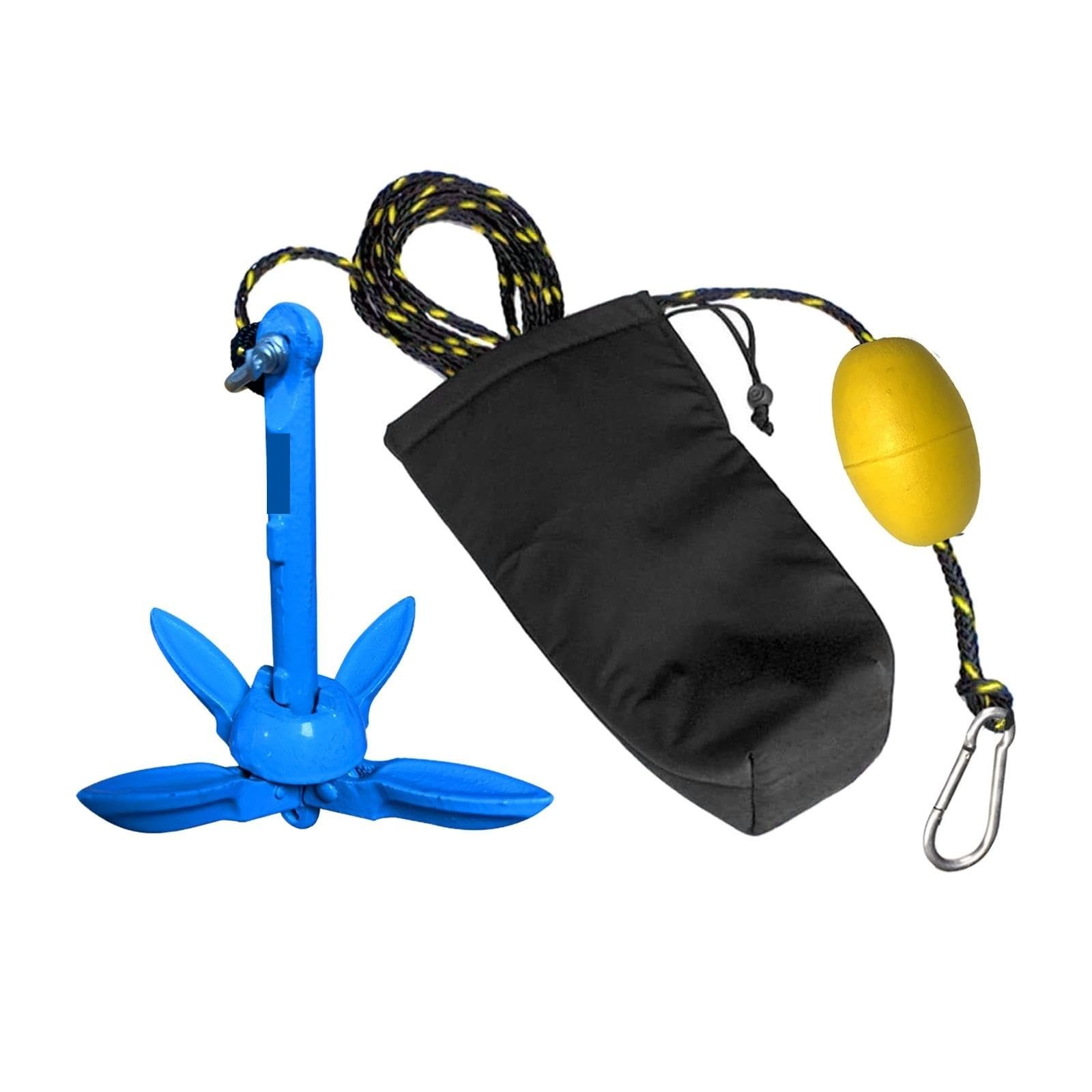 Corda di Ormeggio, Kit completo di ancoraggio a rampino boa for piccole imbarcazioni da 3, libbre Blu Ancora pieghevole a 4 artigli Pesca Piccole