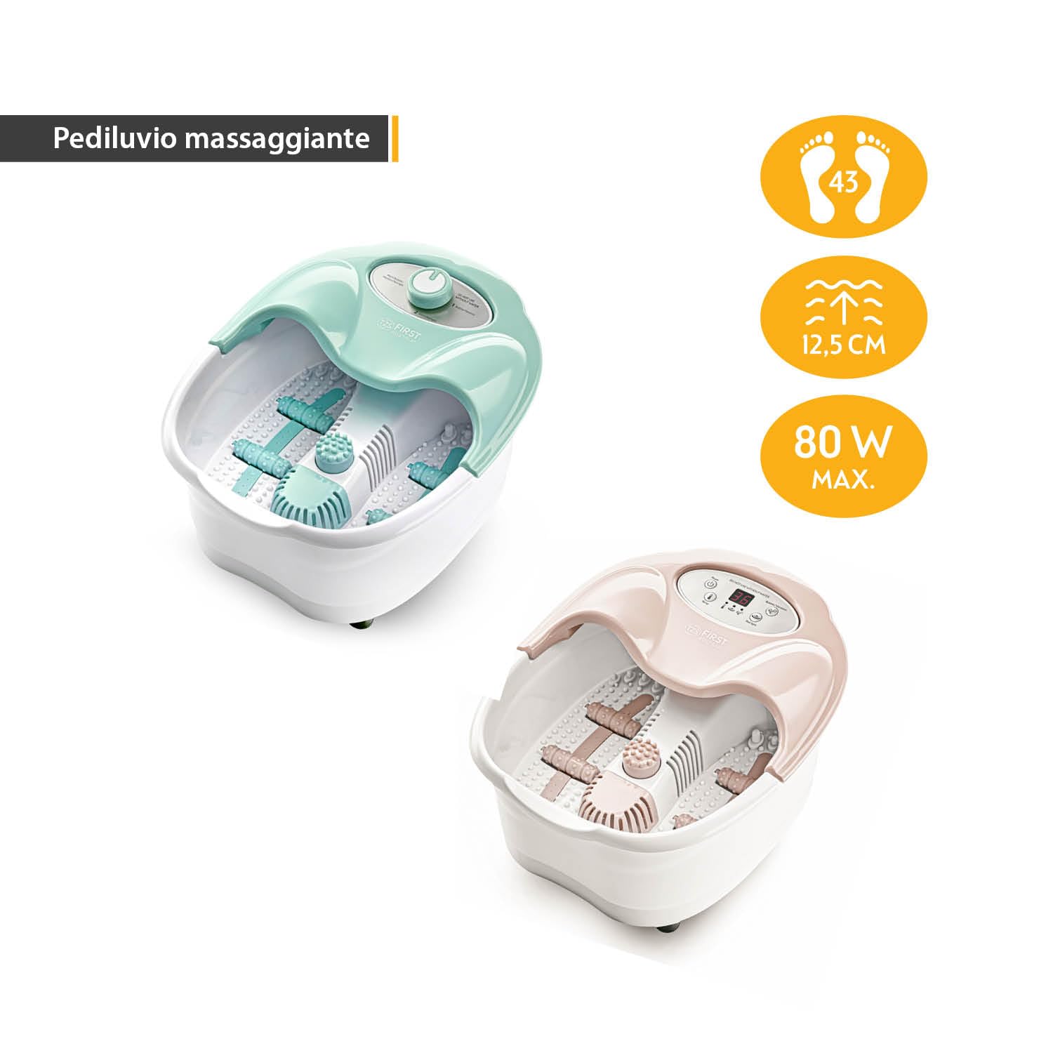 TZS First Austria - Pediluvio Massaggiatore - 80W - Luce Rossa & Funzione Mantenimento Calore - Fino al Numero 43 - Idromassaggio Plantare con 3 Accessori & Box Aroma - Maniglia Pieghevole - Turchese