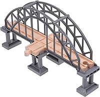 Vista 1 de Train Bridge Model, Wooden Train Track Accessories Cross Railway Toys Train Scene Layout Props Toy for Kids Toddlers