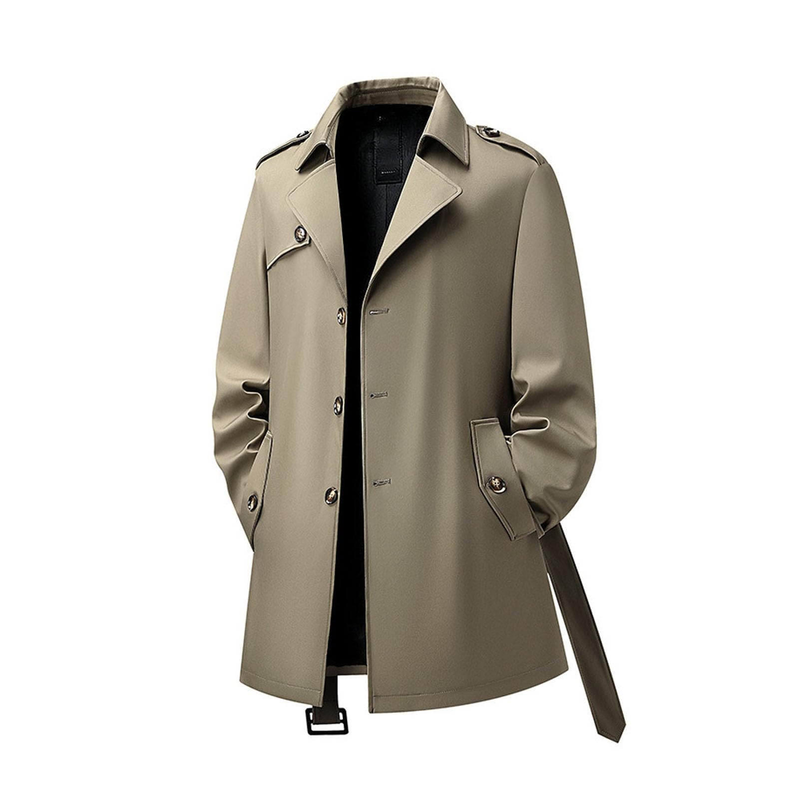 Trench Coat Uomo Lungo, Cappotto Lungo Uomo Inverno Slim Fit Business Parka Outwear Giacca Jacket Classico Soprabito a Maniche Lunghe Doppiopetto Elegante Tinta Unita Casual Vintage Streetwear