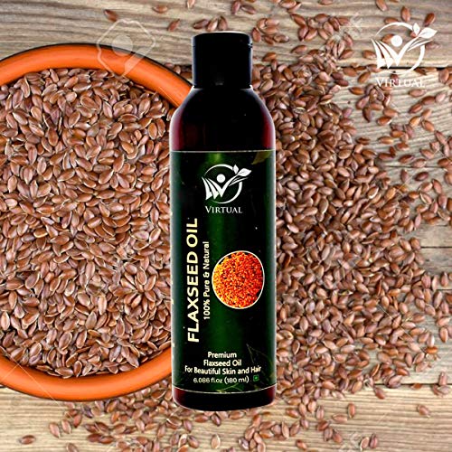 Image of VIRTUAL 100% Pure Flaxseed Oil For Hair, Skin Care & Cold Pressed Natural Oil for Multipurpose Use (180ml)