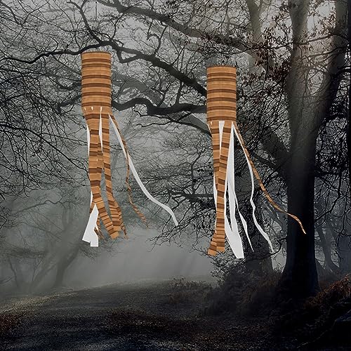 Segnavento originale in legno con texture colorata per Halloween, 101 cm, borsa a vento leggera per patio, giardino, albero, feste, decorazioni da appendere all'aperto