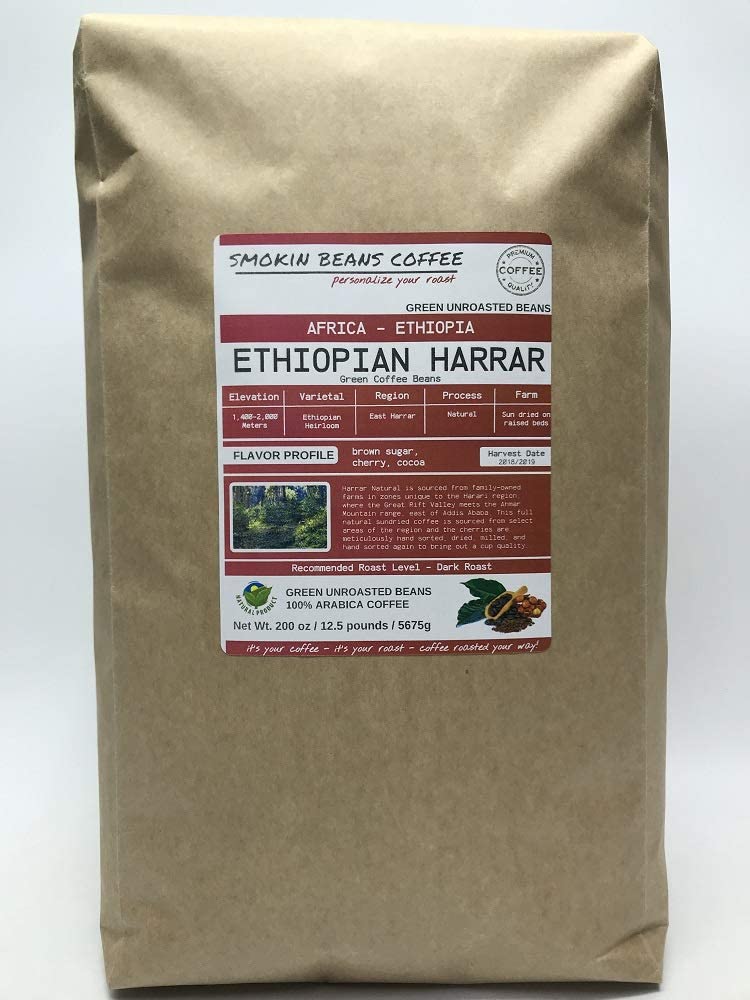 Buy 12.5pound Ethiopia Harrar Natural (Unroasted Green Coffee Beans