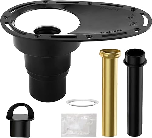 ZASLEME Kit de drenaje de bañera independiente negro para bañera independiente, con 2 tubos traseros de latón y adaptador de plástico de PVC de 1-12