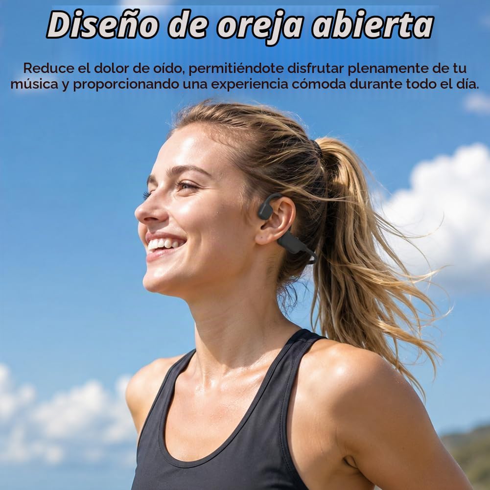 Auriculares Conducción Osea Bluetooth 6.0, Deportivos Auriculares Open Ear 14H Reproducción, IPX8 Cascos Conduccion Osea Inalambricos Pantalla LED, Calidad De Sonido HD para Running Ciclismo Fitness