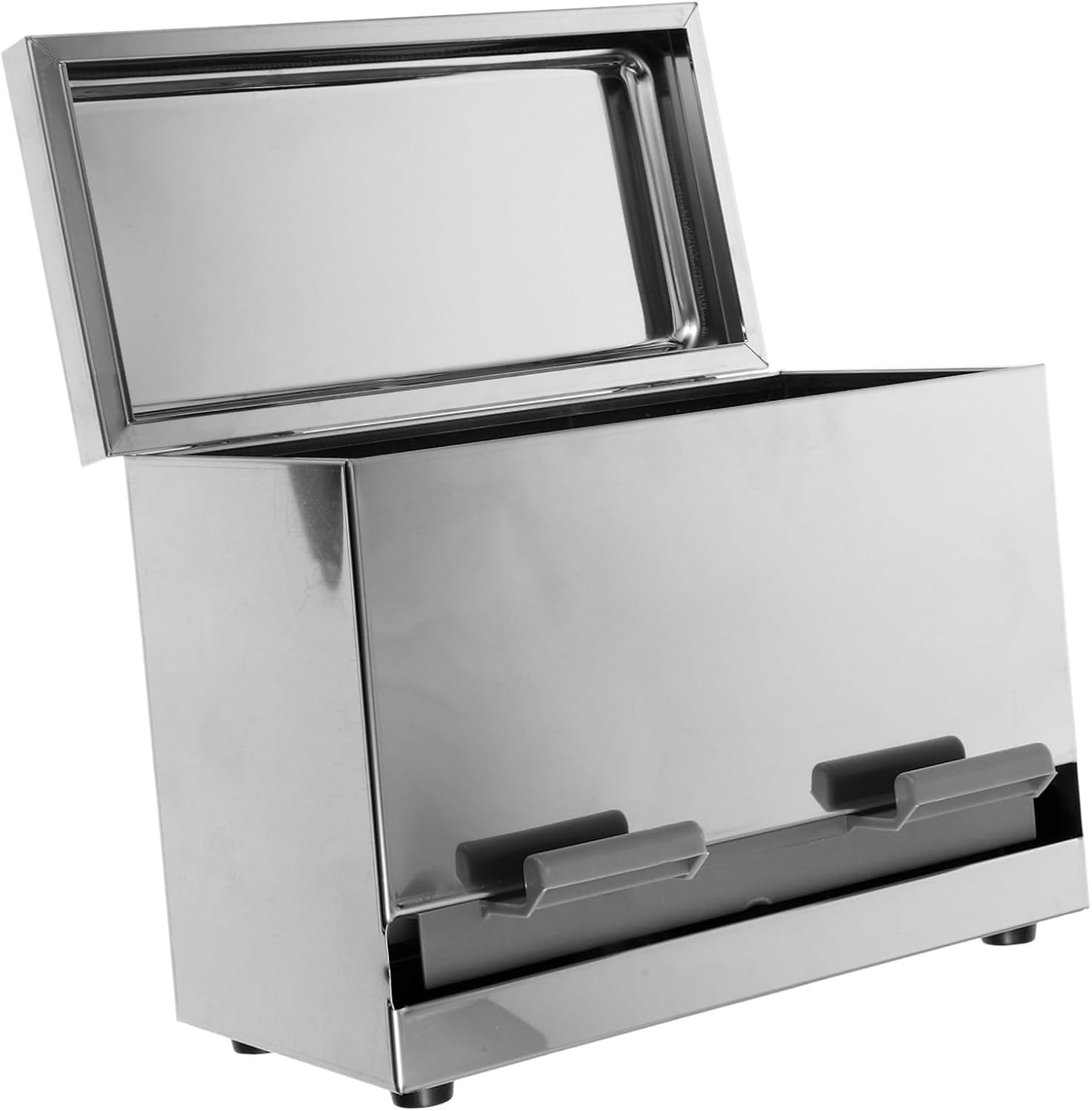 Ciieeo Automatic Press Straw Dispenser and Chopstick Holder Large Capacity Stainless Steel Storage Box for Restaurant Multi-functional Cutlery Organizer Lid