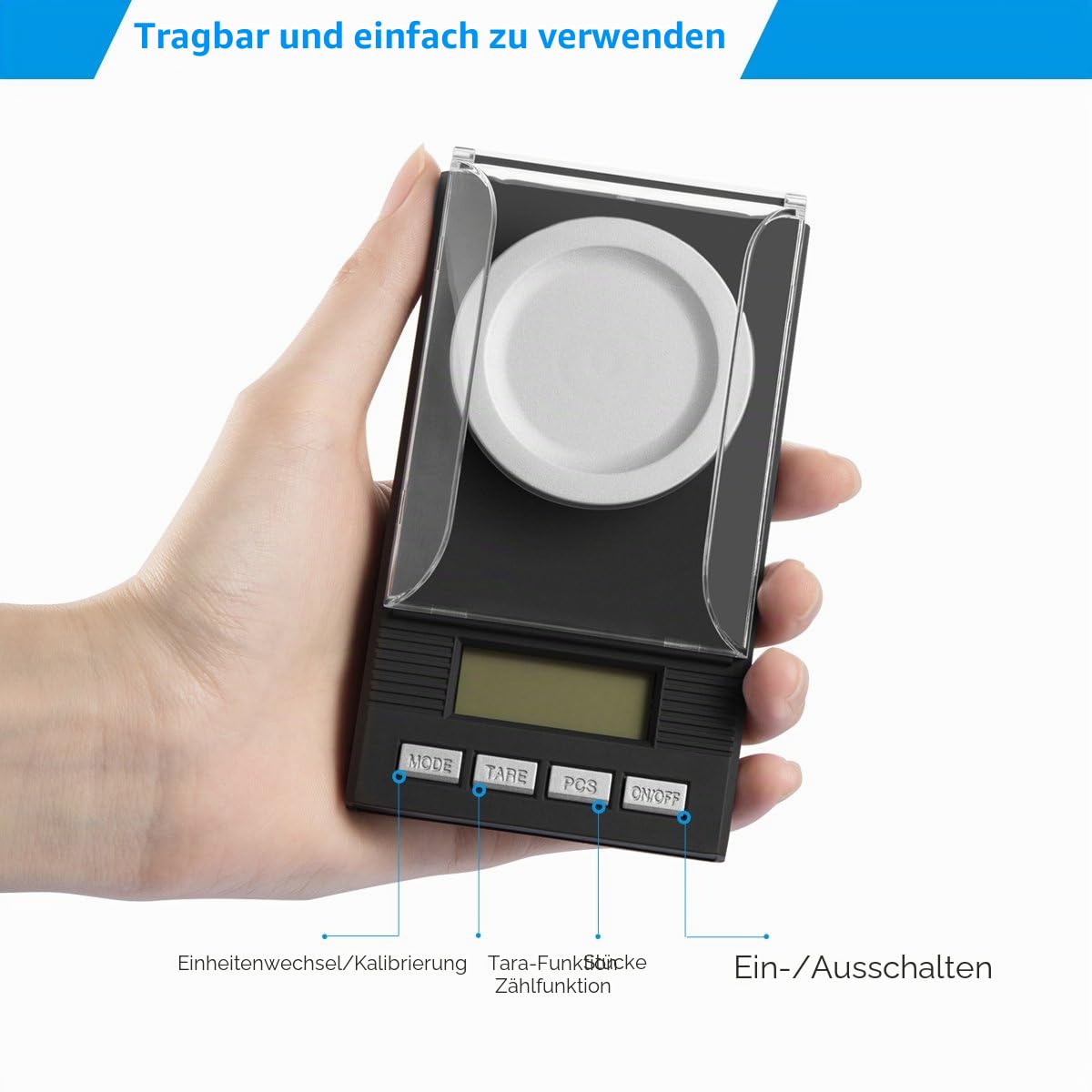 Brifit Feinwaage 50g/0,001g, Milligramm Waage mit Kalibriergewicht, Taschenwaage, Goldwaage, Münzwaage, Schmuckwaage, Digital Briefwaage mit Tara-Funktion, PCS Funktion