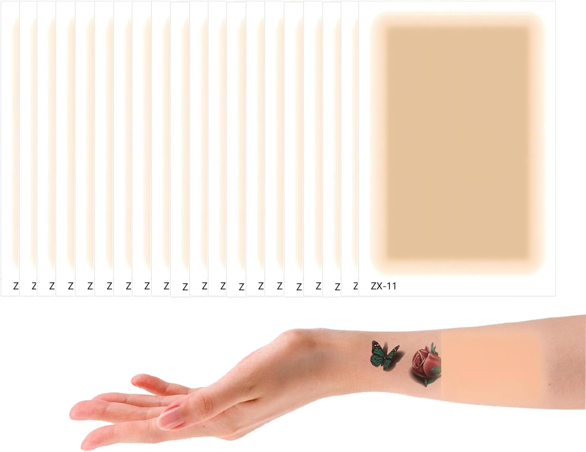 20 Pack Tattoo Cover Up Patch, Ultra Thin Waterproof & Sweatproof Concealer Sticker for Tattoos, Scars & Birthmarks, Light skin tone, Invisible, Skin-Friendly, Cuttable (Large, 4.52” × 2.95”)