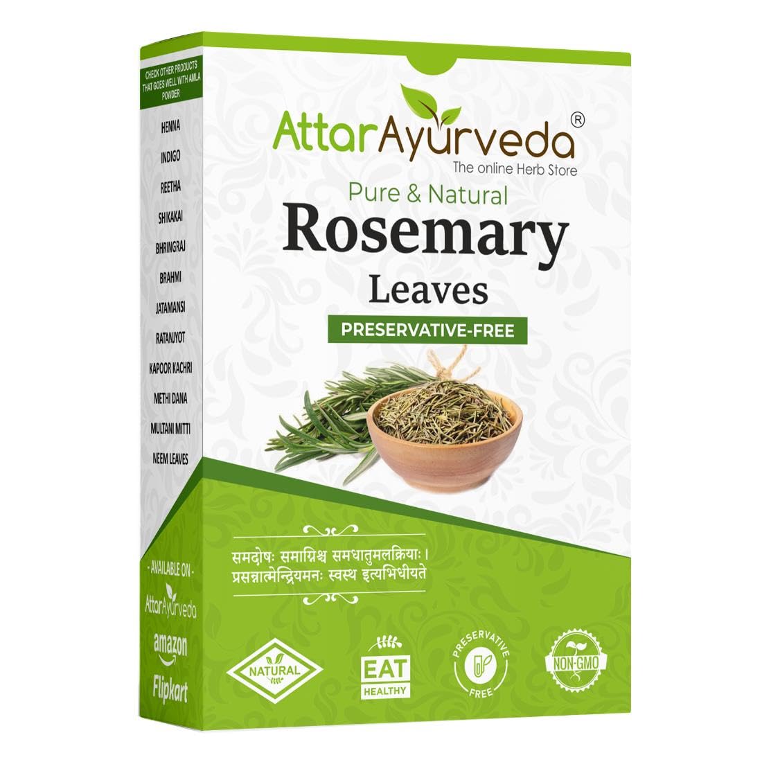 Attar Ayurveda Natural Rosemary leaves for Hair growth 100 grams | 100% Natural, Preservative free | Dried rosemary leaves | Suitable for water and oil preparation