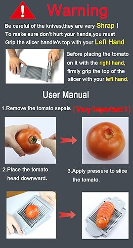 Miniatura 7 de Cortador de tomate, cortador de tomate de acero inoxidable, herramienta dedicada para rebanar tomate, portátil y fácil de trabajar para rebanadas de