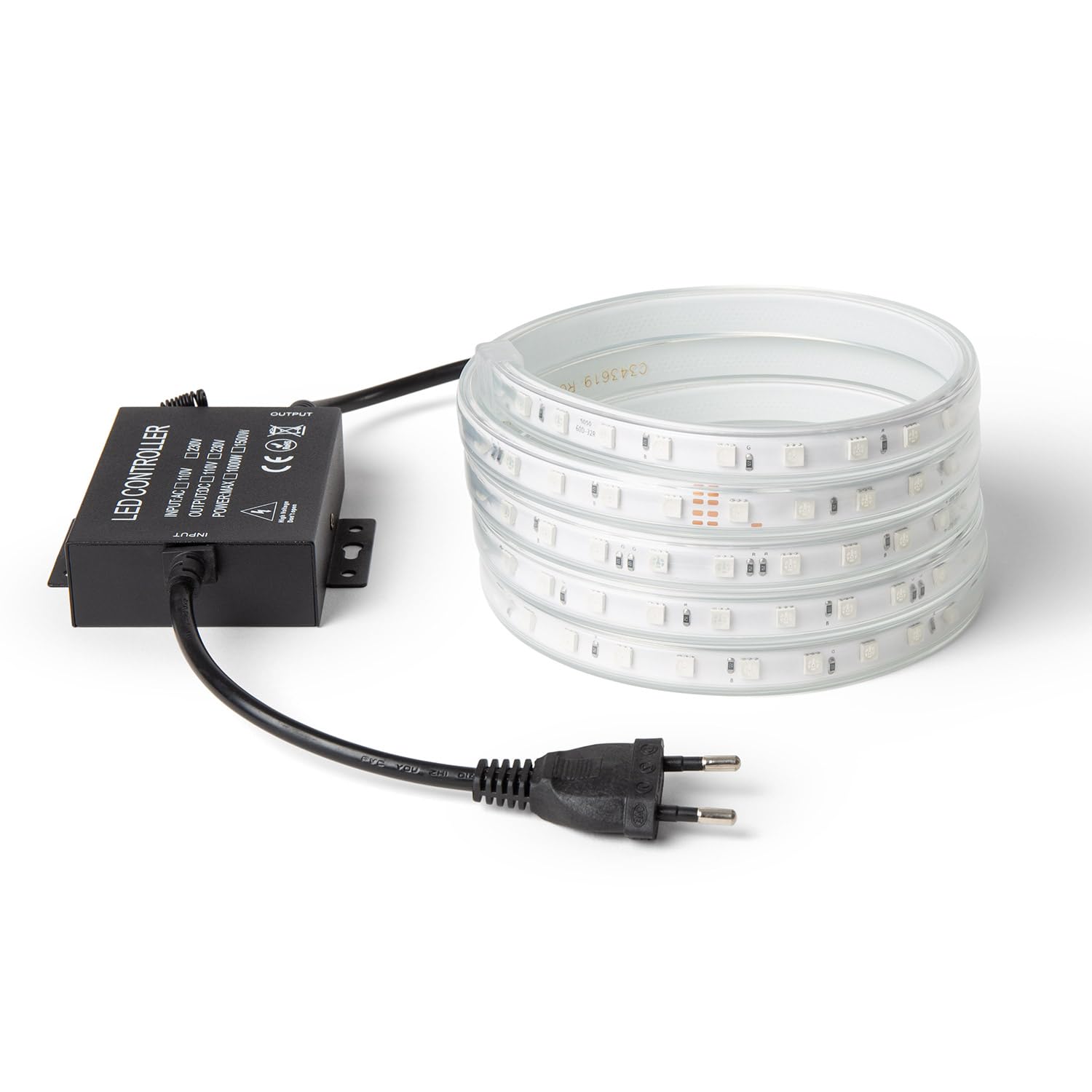 LEDKIA LIGHTING Striscia LED RGB 220 V SMD 60 LED/m 9,5 W/m Larghezza 14,5 mm Taglio 100 cm IP65 con telecomando su misura RGB 15 m