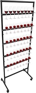 Champagne Wall Holder for Party, 40 Glasses Metal Champagne Flutes Display Stand, 5 Tier Champagne Rack Shelf with Swivel Casters for Wedding Bar Decor (Black)