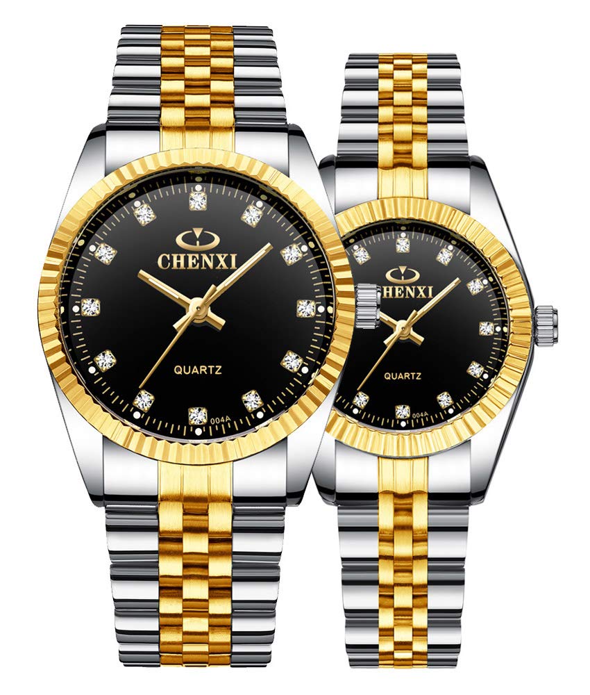 MASTOPSwiss Brand Two Tone Watch Men Women Gold Silver Stainless Steel Waterproof Couple Watches