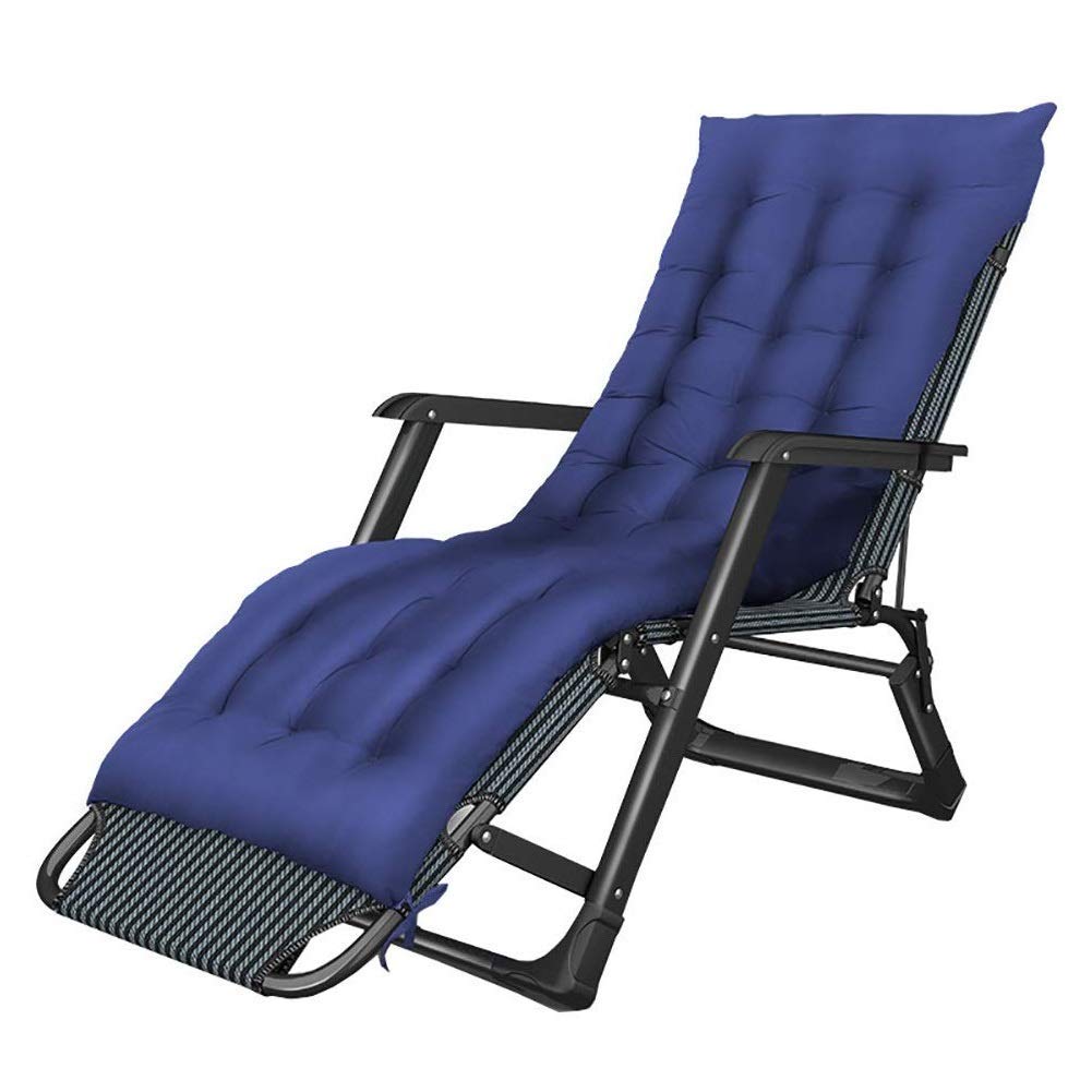Chaise longue pliante de camping et balcon avec grand coussin bleu fauteuil de relaxation