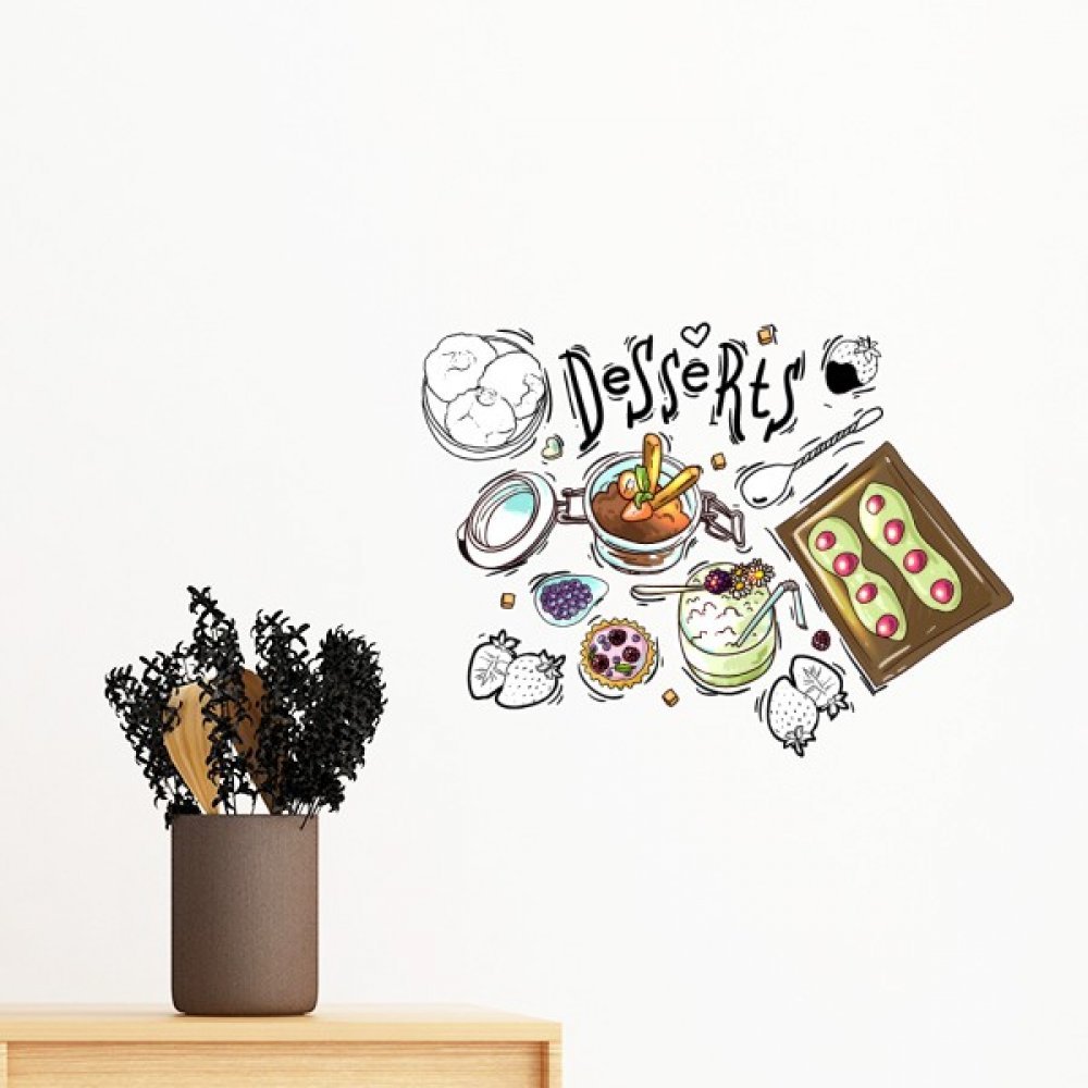 Sticker mural amovible de 30cm motif dessert art mural DIY deco France