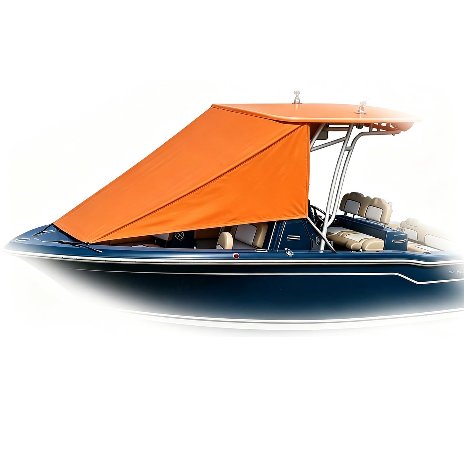 Adjustable T-Top Boat Bimini Top Shade Cover, Waterproof UV Protection Canopy, 7 Colors Optional, Universal Replacement Awning for Most Center Console Boats(Orange,215x255cm)