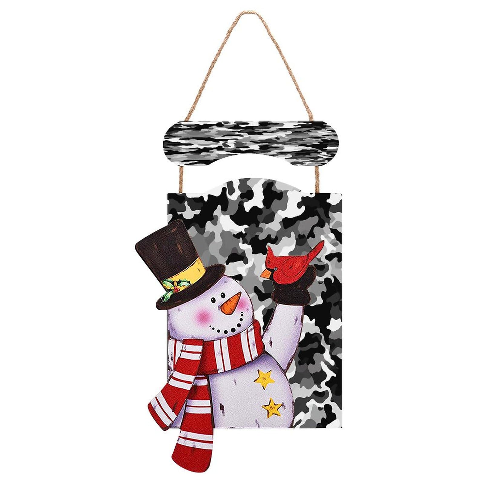 Panneau en bois bonhomme de neige pour décoration de porte d'entrée et intérieur festif
