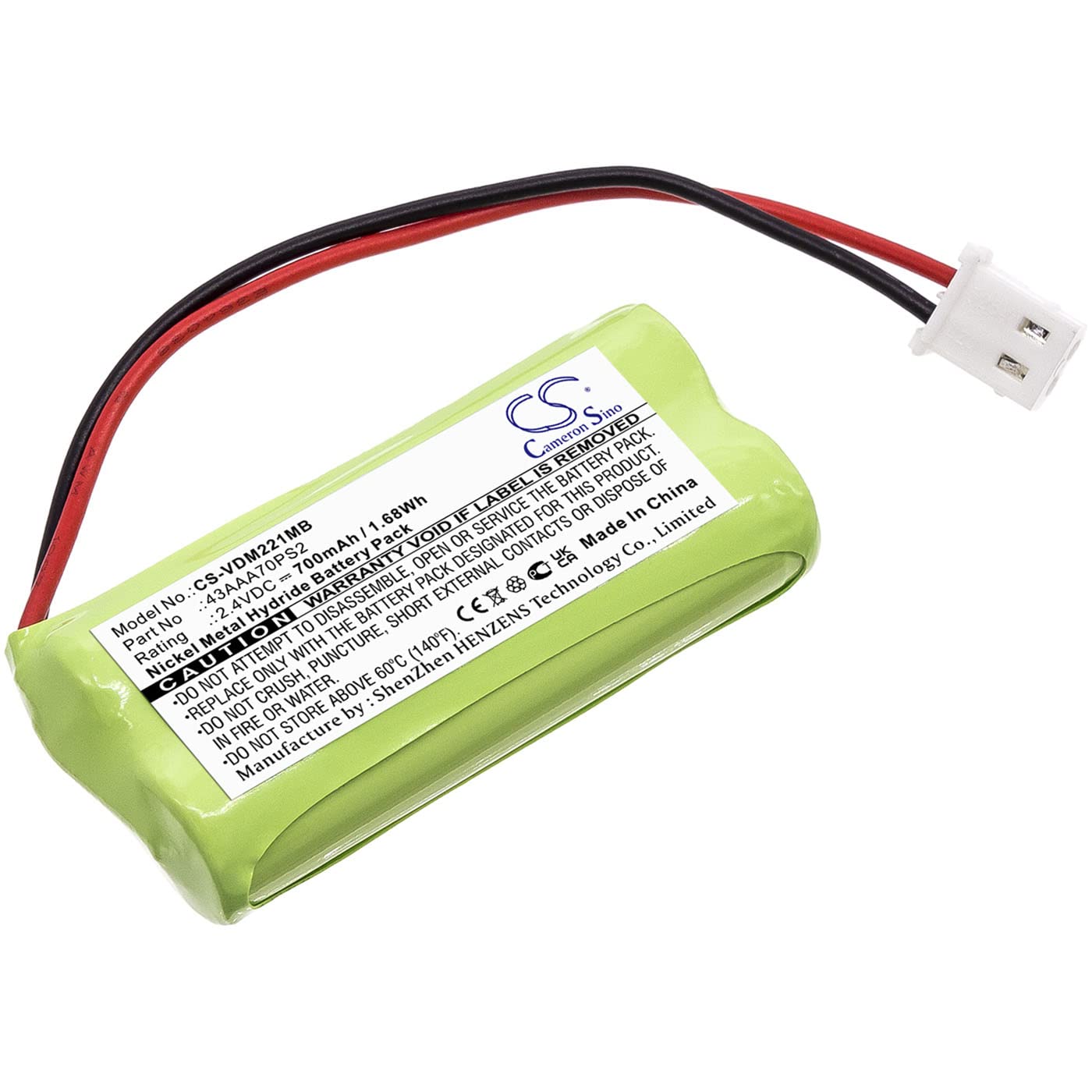 Cameron Sino - Batería para monitor de audio digital VTech DM221, DM221, DM221-2, DM22 PN:VTech 43AAA70PS2, 700 mAh, 1,68 Wh