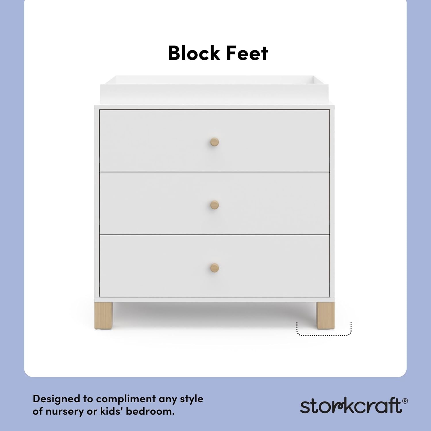 Storkcraft California 3-Drawer Chest with Removable Changing Topper (White with Driftwood) – GREENGUARD Gold Certified, Interlocking Drawer System, Pre-Installed Tracks, Easy Assembly