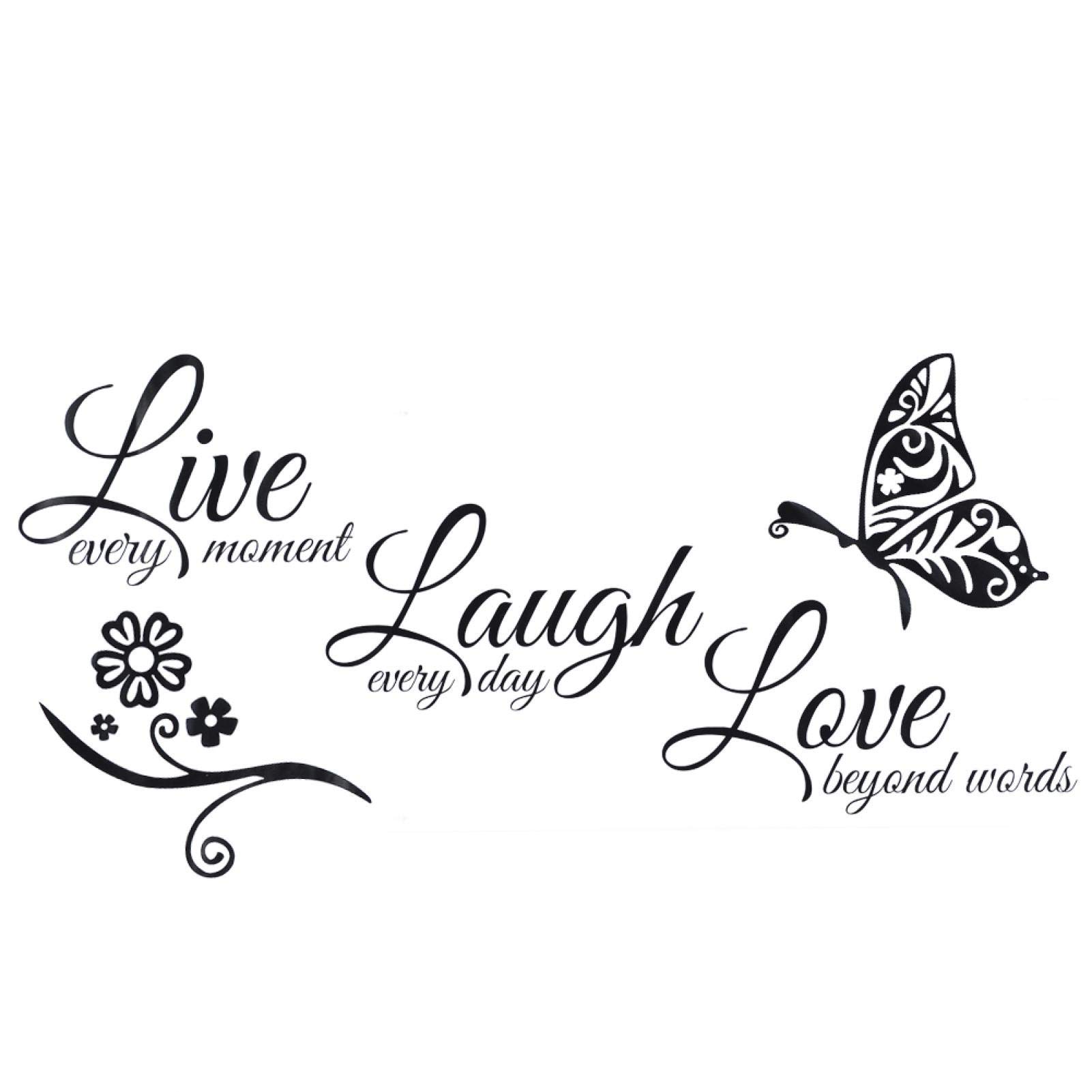 Herchr Defult Live Laugh Love Wall Sticker, Vinyl Motivational Wall Stickers Quotes Inspirational Wall Decals Removable Wall Sign Mural For Bedroom Living Room Diy Home Decoration, 23.2X10.6inch