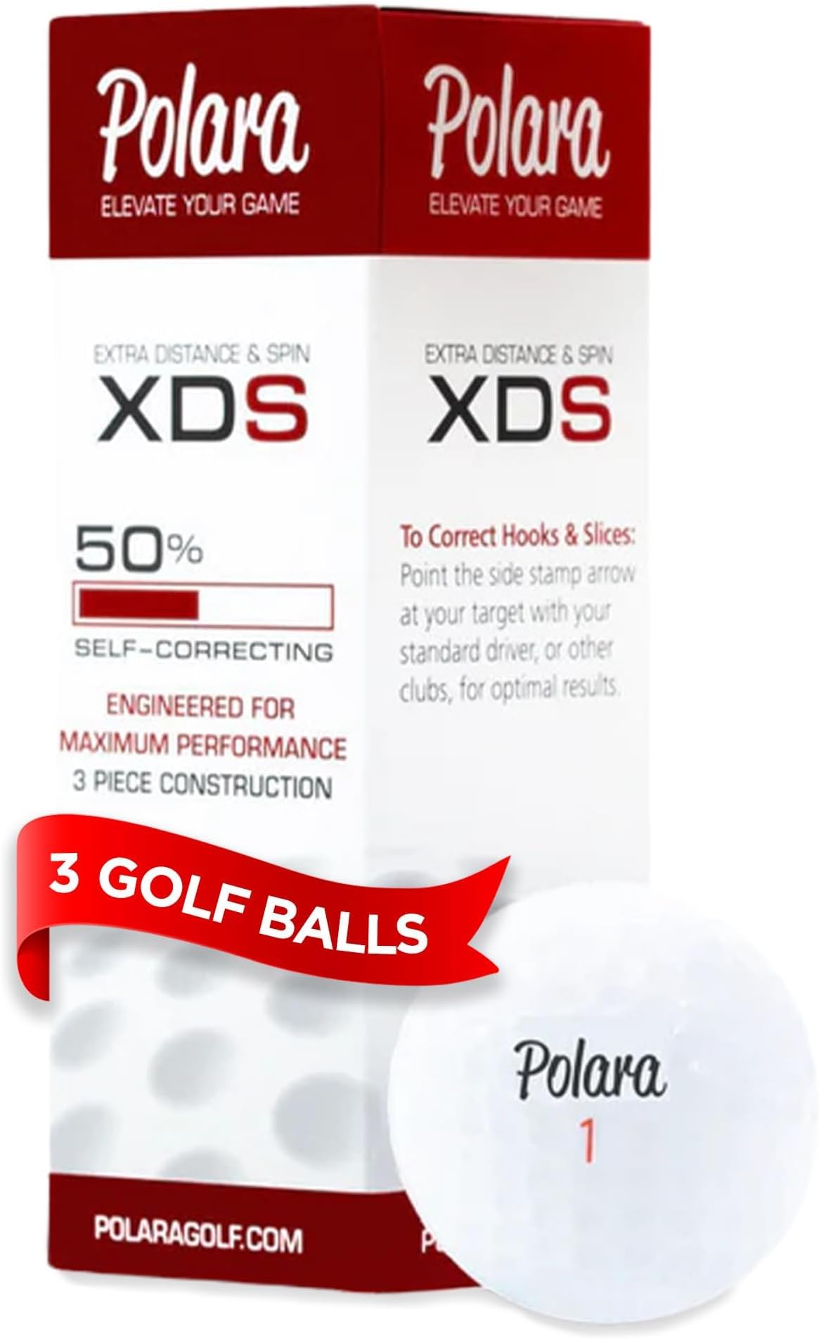 Polara Self-Correcting Golf Balls โ High-Performance Golf Balls with Soft Feel, Anti-Slice & Hook Correction, Exceeds USGA Limits, Dimple Design for Maximum Distance, Golf Accessories for Men & Women