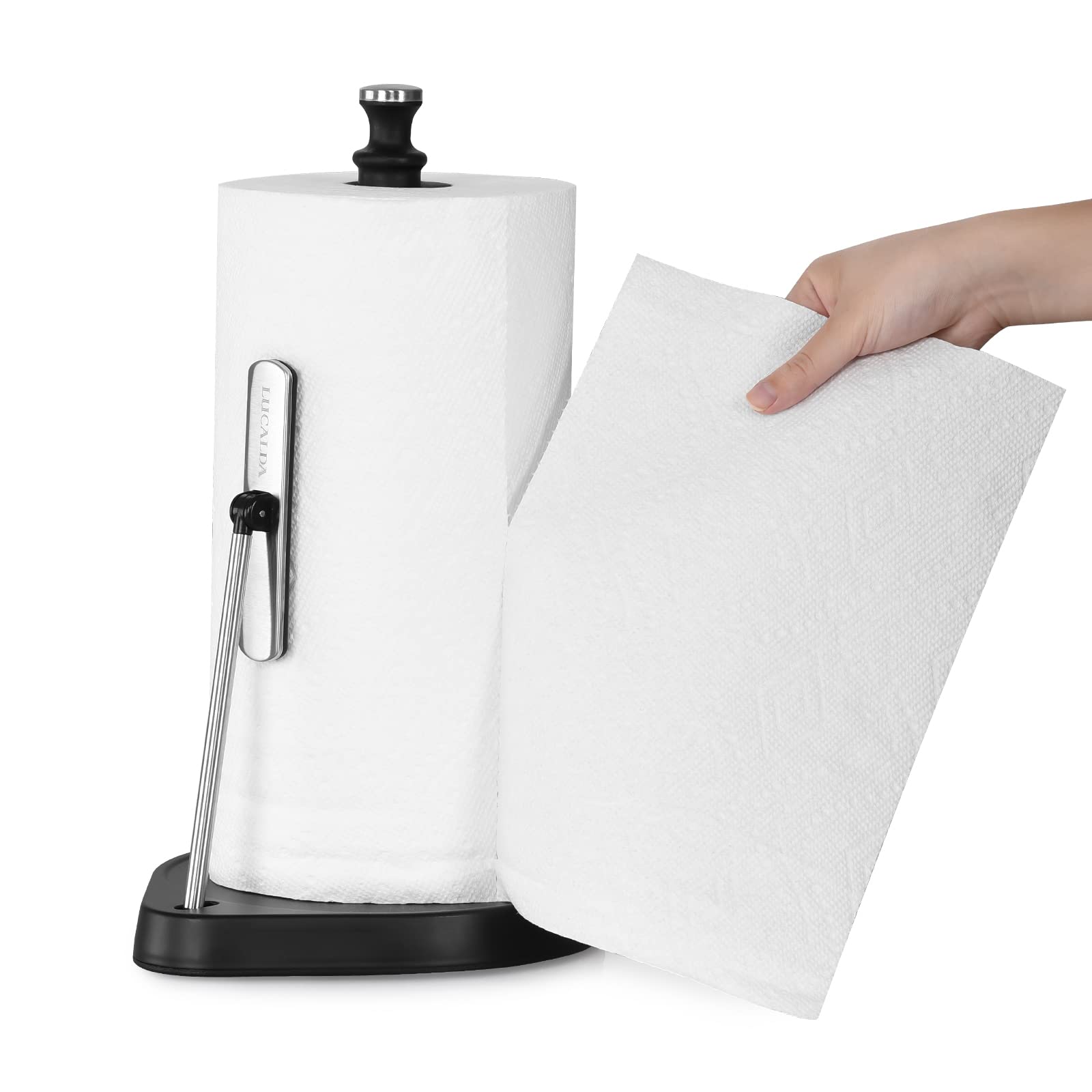 Lucalda Paper Towel Stand, OneHanded Tear Stainless Steel Paper Towel