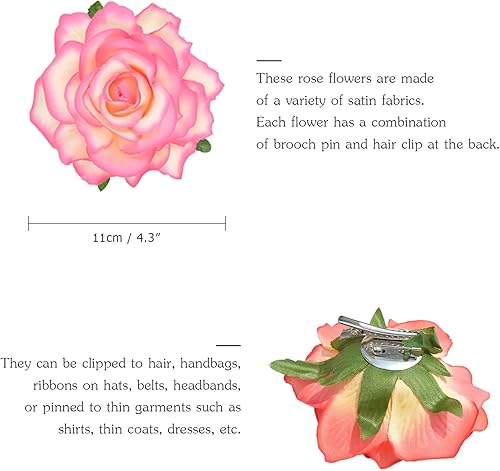 Miniatura 2 de DRESHOW 5 Pack Flower Brooch Head Ornament Bride Women Rose Flower Hair Accessories Wedding Hair Clip Flamenco Dancer