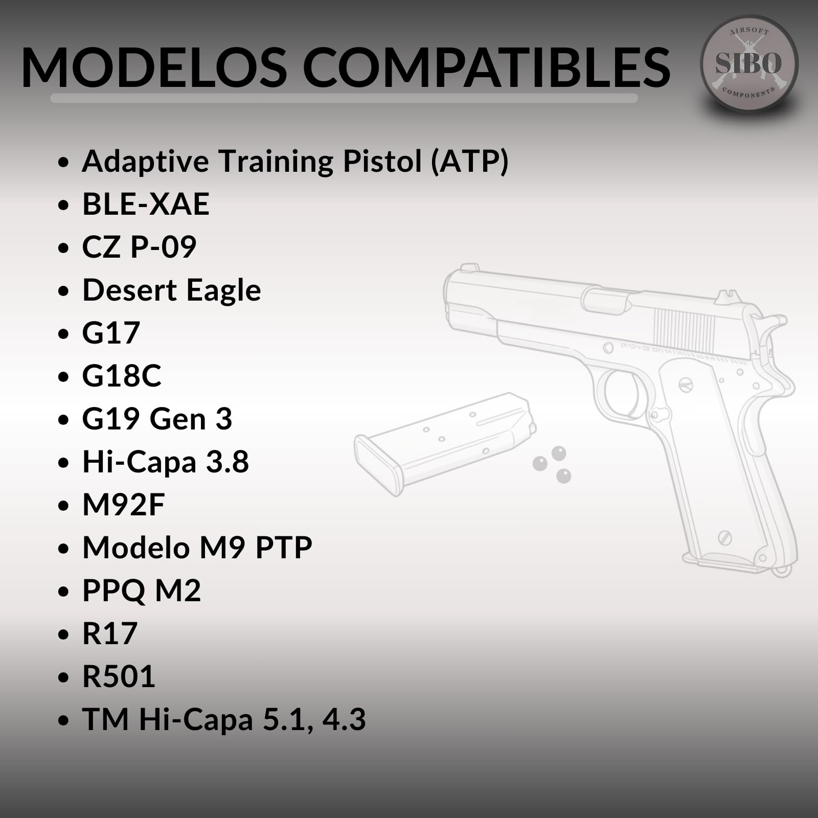 Sibo - Airsoft Cargador Rápido para Pistolas - Speedloader - 6mm Bolas Airsoft 0.20, 0.25 - Bolas Bio - Accesorio Recarga - Loader BB - Pistola Softair