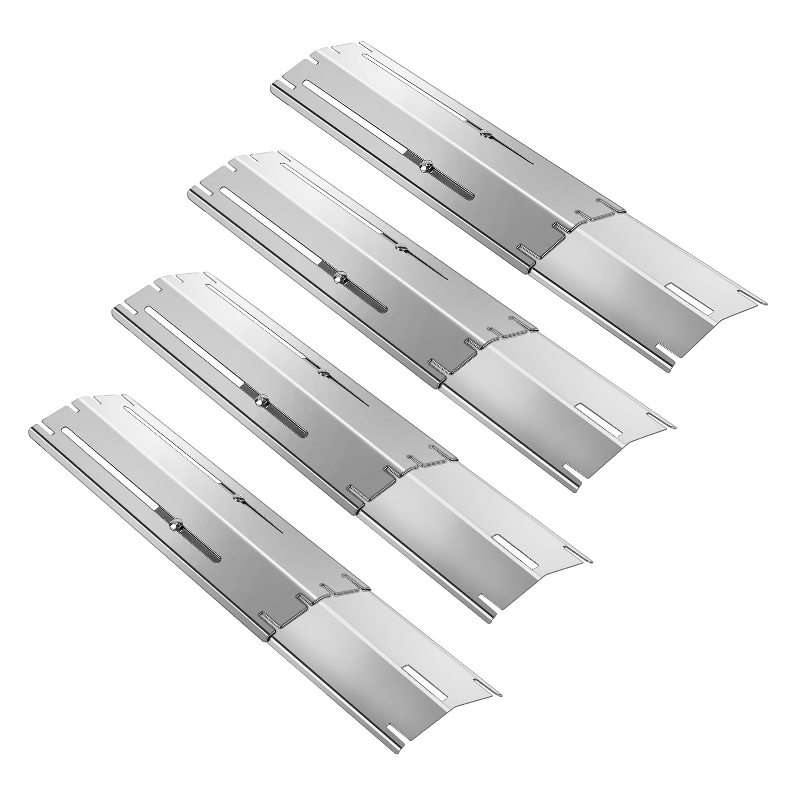 SWAWIS 4X Diffusore di Calore Parti di Ricambio per Griglia a Gas 29.8-53.3cm, Ricambi per Piastre Riscaldanti Universali in 430 Acciaio Inossidabile per Landmann Brinkmann Charbroil(Argento)