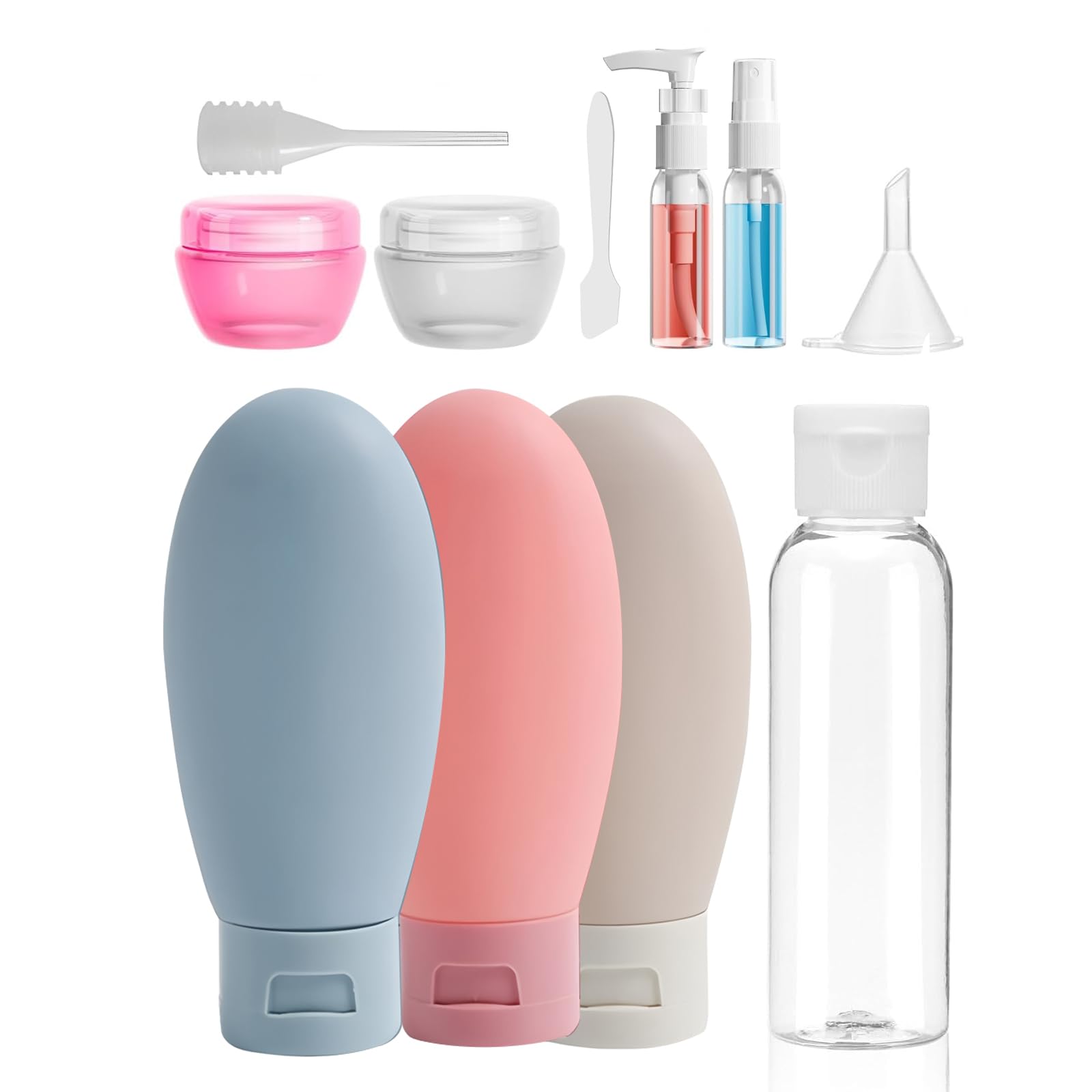 Travel Bottles, 12 Pack Leak-proof Silicone Travel Bottles Set, BPA-Free Portable TSA Approved Travels Size Containers for Toiletries, Shampoo, Conditioner