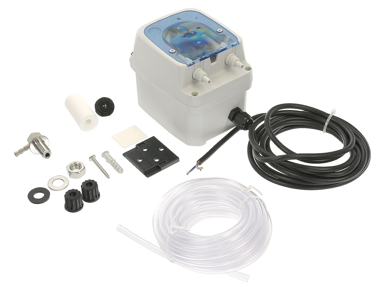 Seko PR-4 doseur de détergent 0,6-4 l/h 230VAC, pompe doseuse péristaltique PPR0004A1234 avec tuyau Santoprene, câble 3 m et kit de montage pour lave-vaisselle professionnel