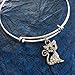 Crystal Cat Charm Bracelet – Silver Expandable Adjustable Wire Bangle with Sparkling Cat Pendant – Cat Mom Jewelry Gift for Women & Girls – Handmade Pet Lover Bracelet