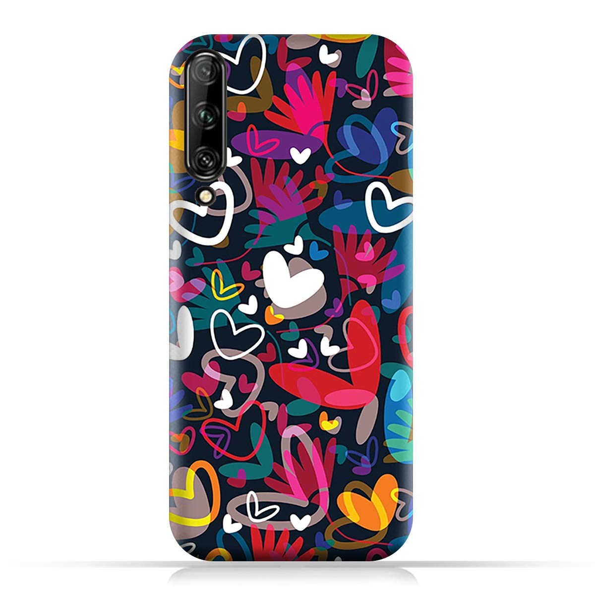 AMC Design Hearts Illustrations Pattern TPU Silicone Soft Protective Case for Huawei Y9s