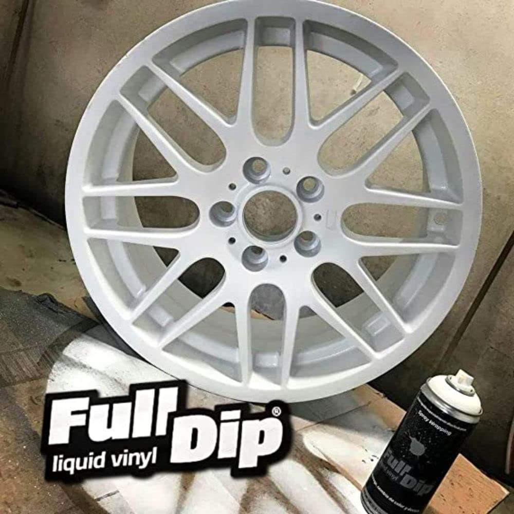 AutoFullCar - Pack 5 Sprays Full Dip Blanco + 1 Spray Barniz Acrílico Con Terminación Brillo - Vinílo Líquido - 400 ml. Unidad de Spray -