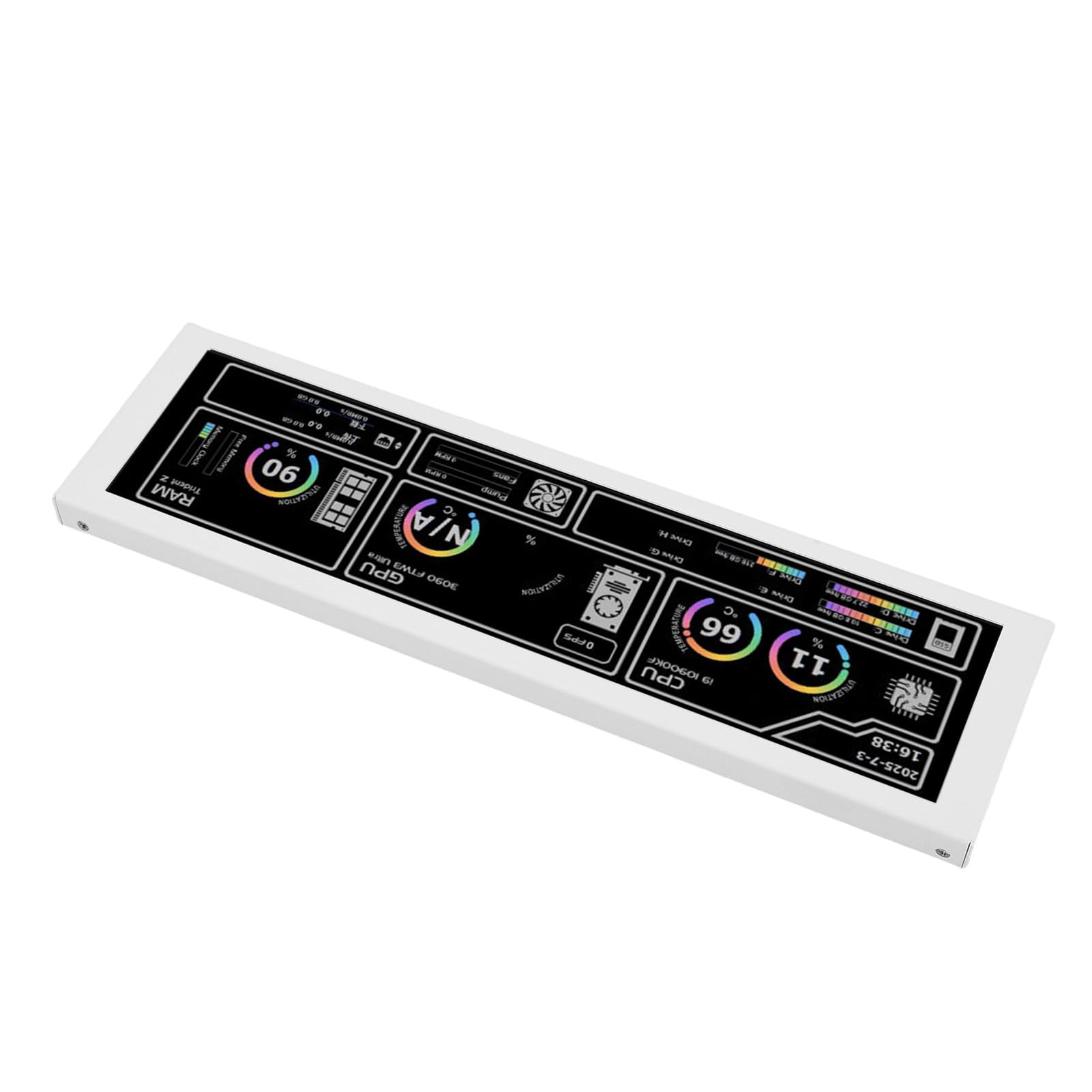 Panel Wyświetlacza Temperatury Komputera 8,8 Cala, Ekran LCD FHD, rozdzielczość 1920 X 480, Szeroki Kąt Widzenia 178 Stopni, z 9-pinowym Kablem Typu C Typu Plug and Play, dla (WHITE)