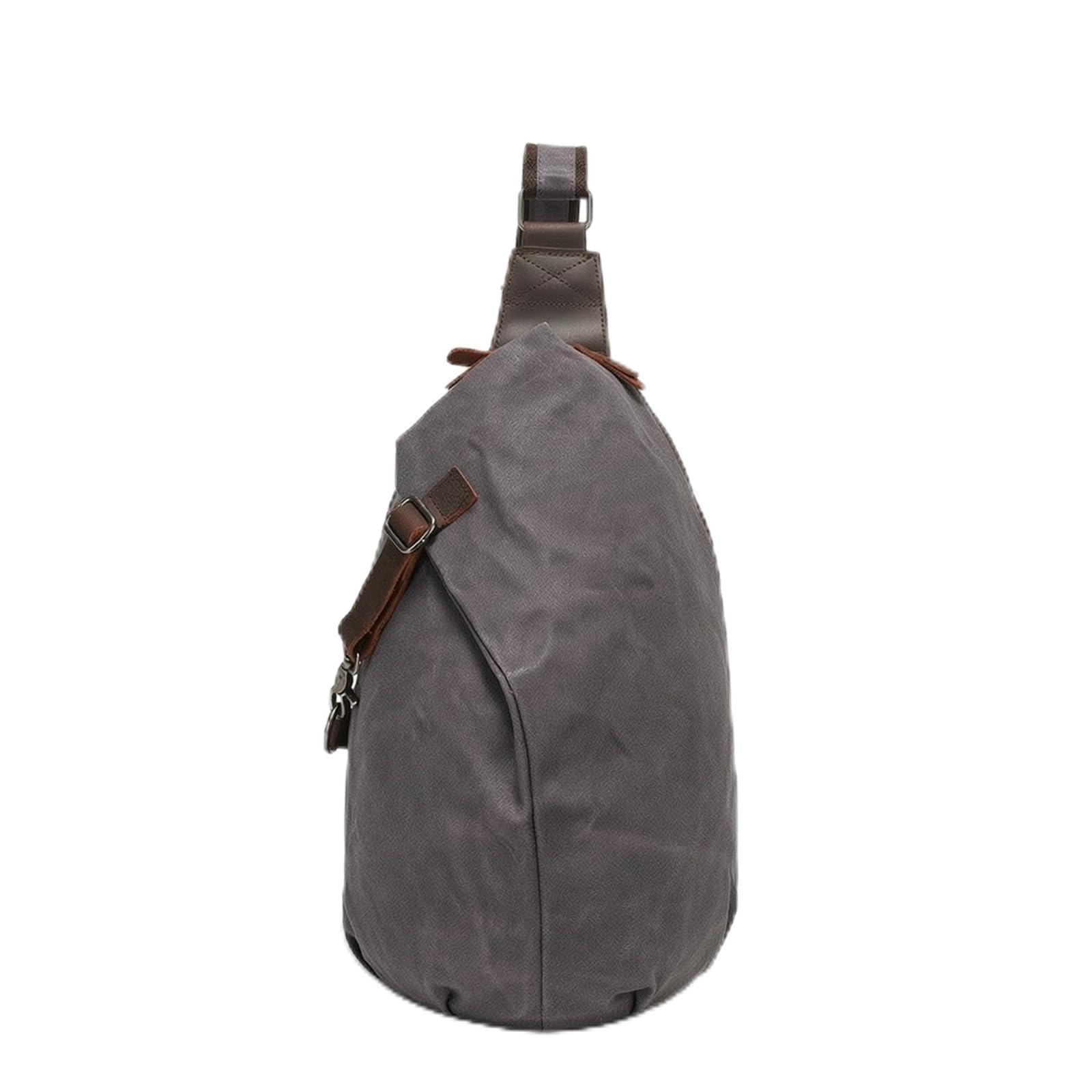 Gralara Zaino Tela Cerata Impermeabile Borsa Monosp con Finiture in Pelle Vintage Borsa da Petto per Pendolari, Tempo Libero, Città