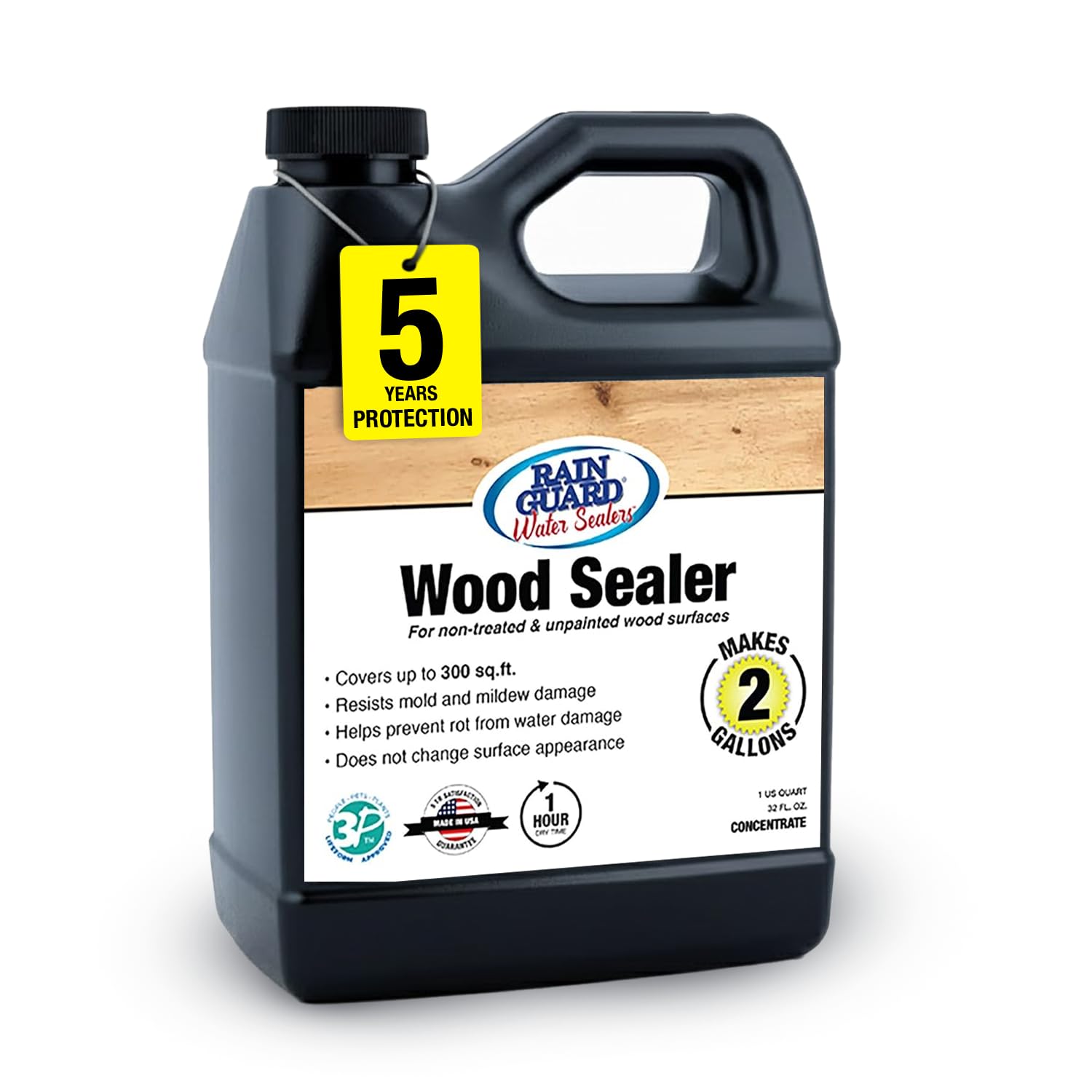 Rain Guard Wood Sealer Concentrate | Makes 2 Gallon | Protects Wood from Water Damage, Rotting, and Stains | Water Based Silane/Siloxane | Eco-Friendly | VOC-Free | Natural Finish
