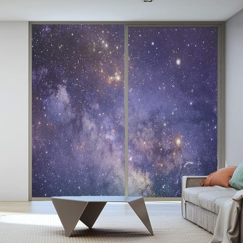 Mysterious Starry Sky Window Privacy Film Decorative Window Sticker No Glue Static Window Cling Frosted Window Decals 23.6"x47.2"(60x120cm)