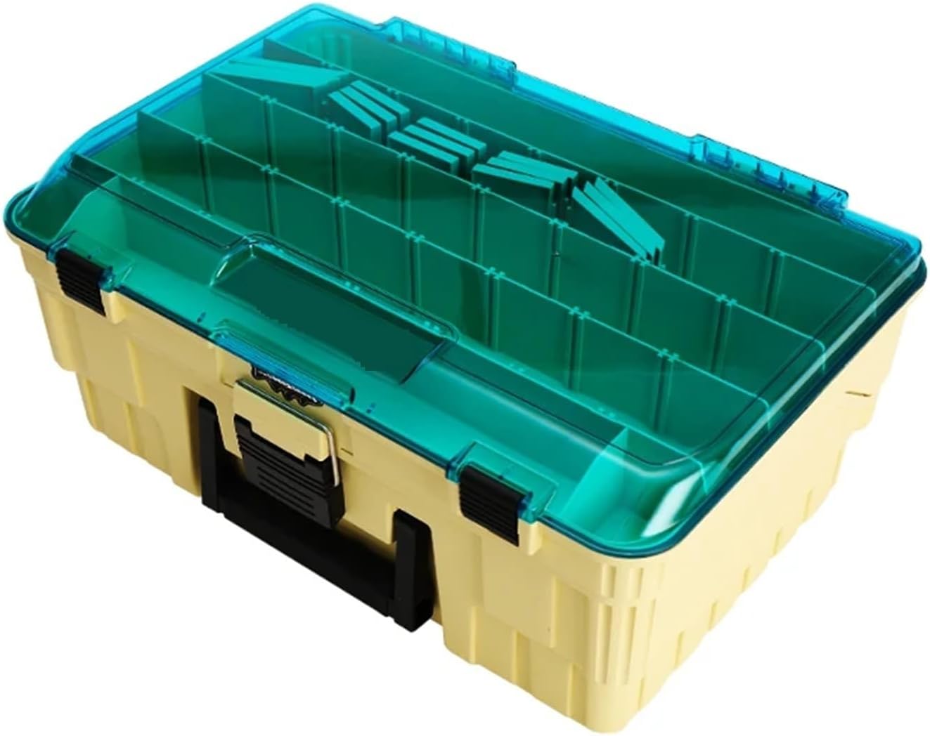 Thickened Anti-Pressure High-Density Large-Capacity Portable Multifunctional Fishing Tackle Box(2 Layer Yellow Green)