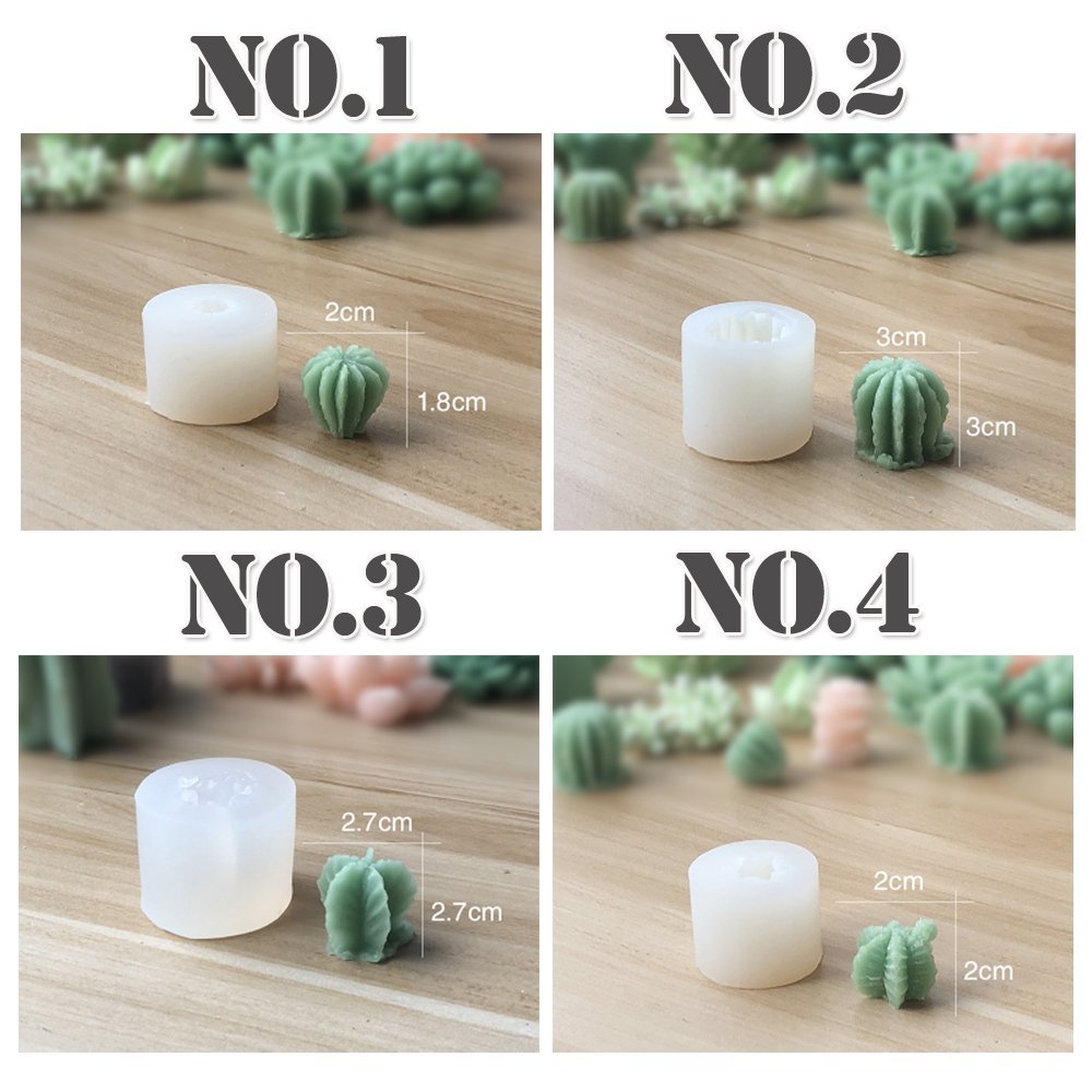3D Silicone Succulent Cactus Candles Handmade Molds Fondant Mould Soap Mold for Valentine's day Birthday Party Wedding Spa Home Decoration 4Pack