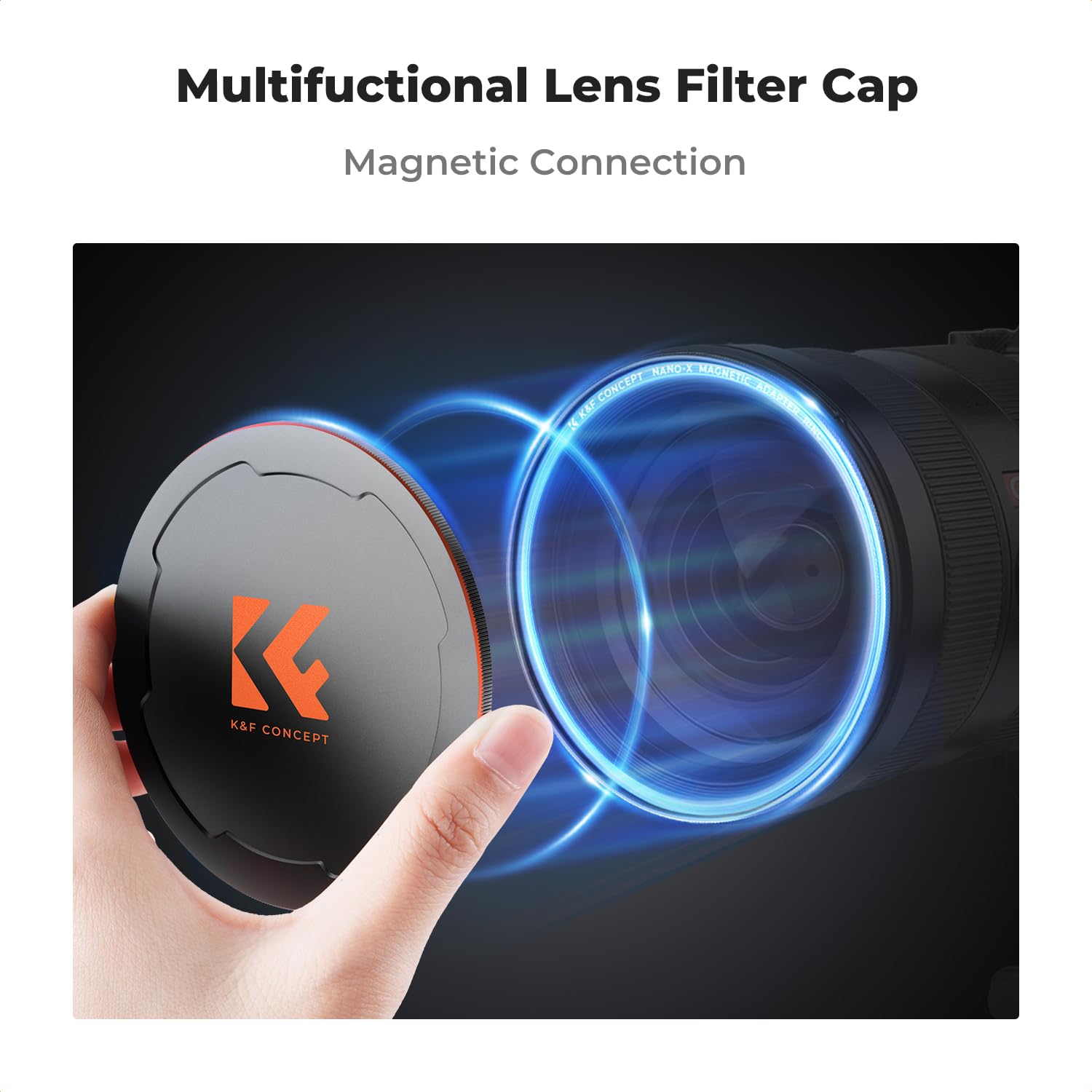 K&F CONCEPT Bouchon Magnétique 86mm Métal Protection à Visser 2 en 1 pour Filtre Objectif