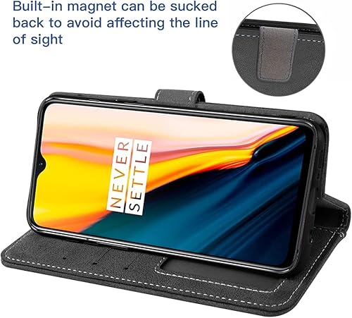 Miniatura 4 de Asuwish Oneplus 76T Funda de piel de lujo con soporte para tarjeta de crédito, soporte para función atril resistente a prueba de golpes Flip Folio