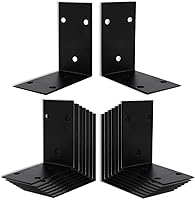 Vista 1 de 16 soportes de esquina elevados para cama de jardín, soporte de estante de acero inoxidable de 4 pulgadas, soportes de ángulo grande negro, soporte