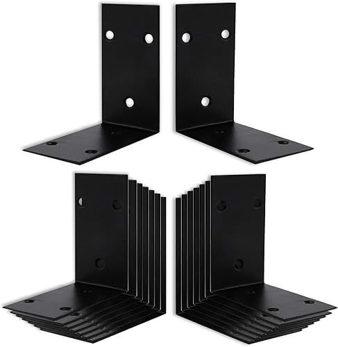 16 soportes de esquina elevados para cama de jardín, soporte de estante de acero inoxidable de 4 pulgadas, soportes de ángulo grande negro, soporte