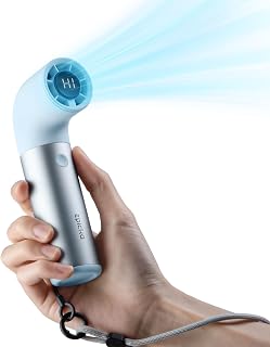 EPICKA TripCozy Portable Handheld Mini Fan, up to 21 Hours Rechargeable Personal Fan with 5000mAh Power Bank, 19000 RPM Turbo, 6 Speeds, Aluminum Body for Summer Travel Essentials, Camping, Blue
